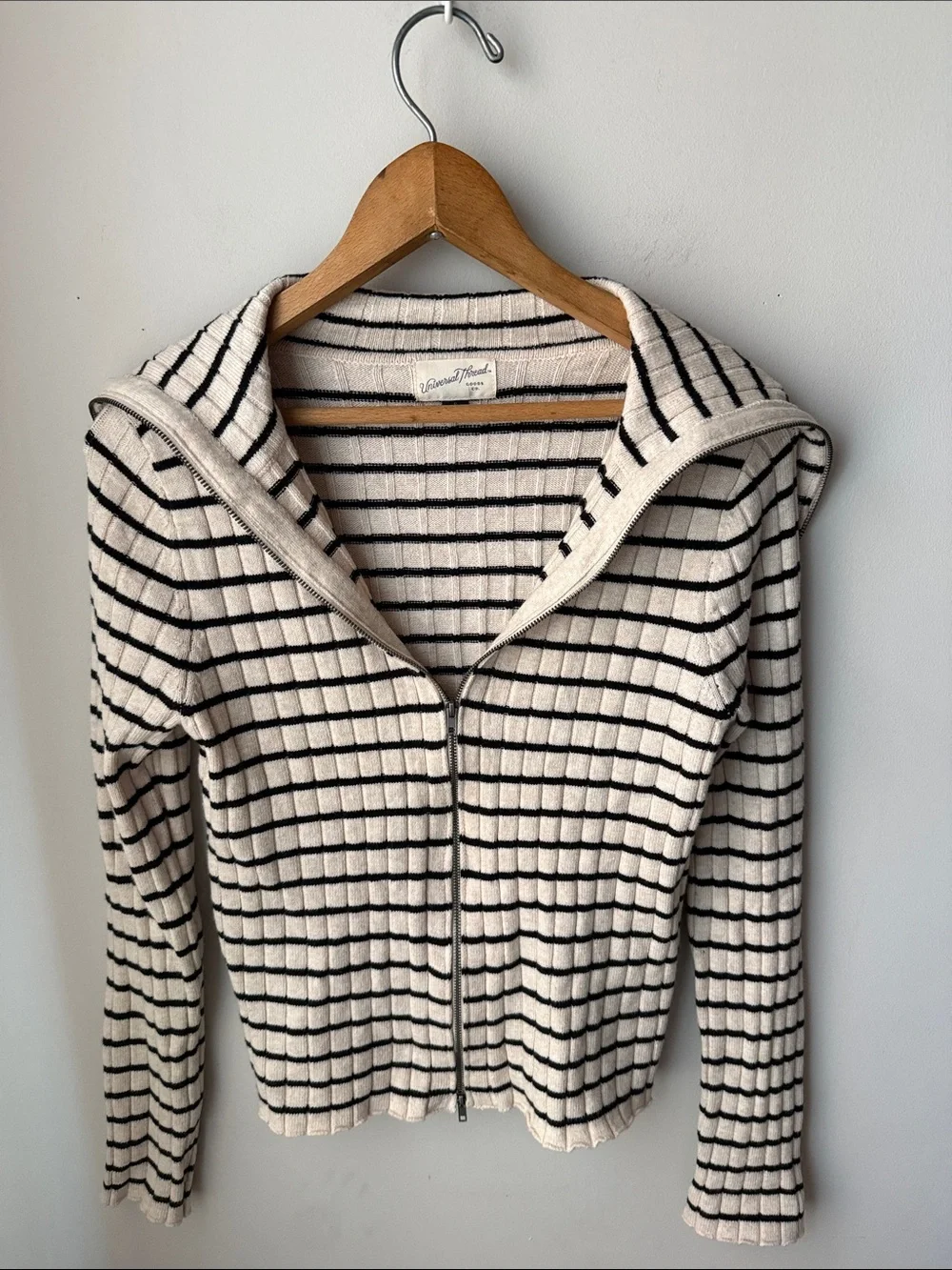 Universal Thread Ribbed Striped Zip-Up Sweater Cardigan